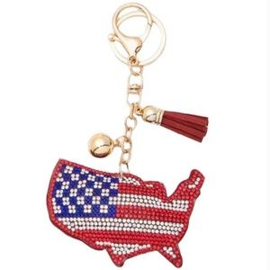 🎉Host Pick🎉 NWT Bling America Puffy Keychain or Bag Charm with Tassel!